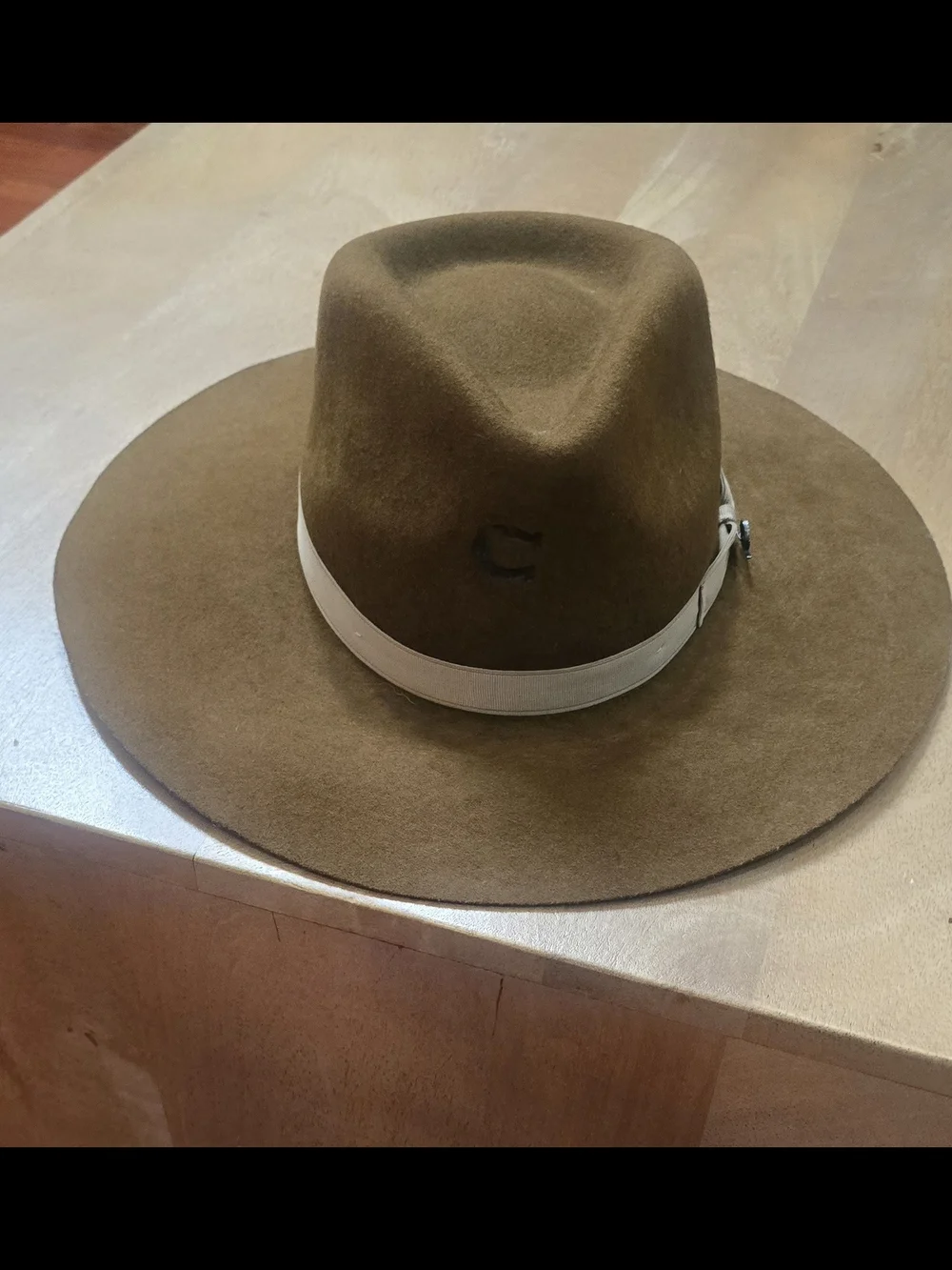 Charlie 1 Horse Wool Felt Western Fedora Hat Brown Tan Size Medium Horseshoe